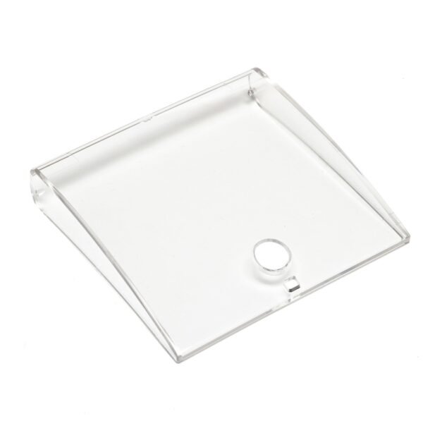 Cubierta abatible transparente para pulsador manual