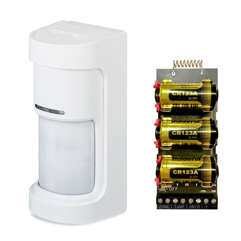 Detector doble PIR inalámbrico panorámico exteriores 180° Optex + Transmisor vía Radio AXPRO Hikvision