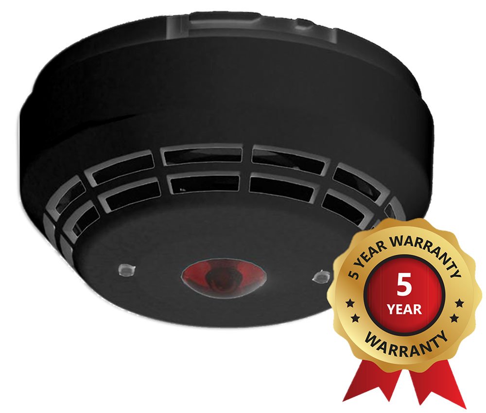 Detector óptico térmico dual direccionable inteligente serie Excellence con aislador, sirena y flash VAD, negro