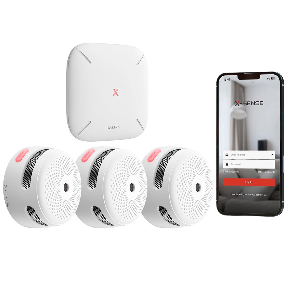 Kit de detección de incendio autónomo Inlcuye 3 detectores de humo XS01-M y HUB SBS50
