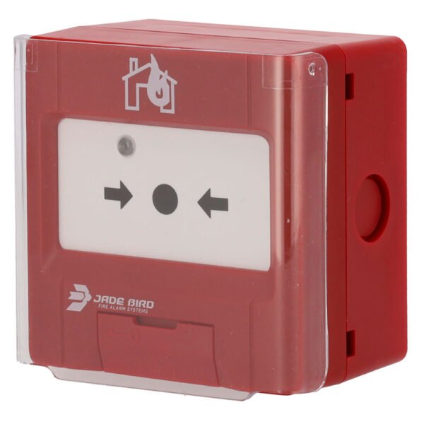 Pulsador manual analógico Rearmable con base y tapa de protección incluída. Superficie