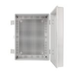 Caja de ABS 400x300x200, impermeable con bisagras plásticas de cierre y placa base - Imagen 2