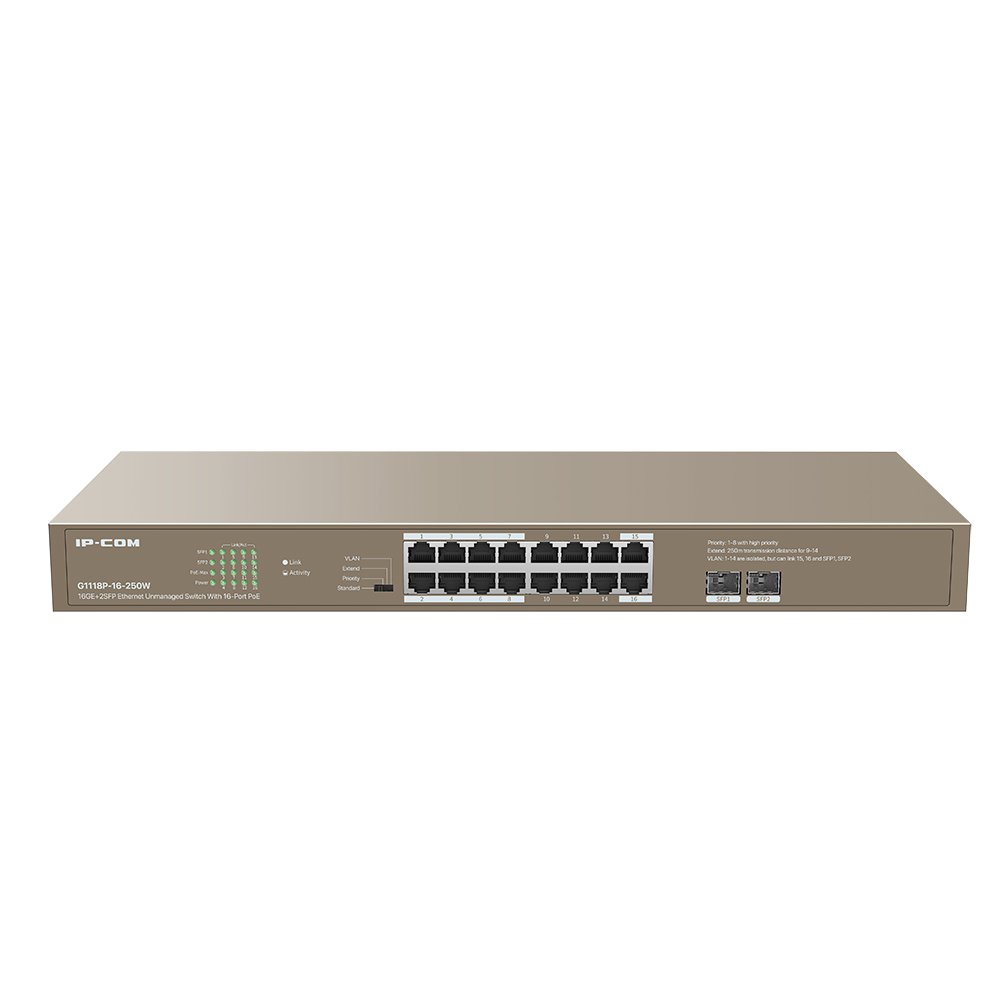 Switch 18 puertos no gestionado L2 16 Gigabit PoE + 2SFP Enracable 1U - Imagen 3