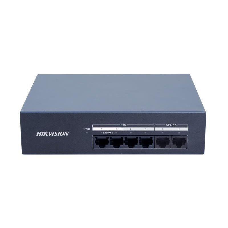 Switch no administrado 4 puertos RJ45 PoE Gigabit + 2 puertos RJ45 Gigabit L2