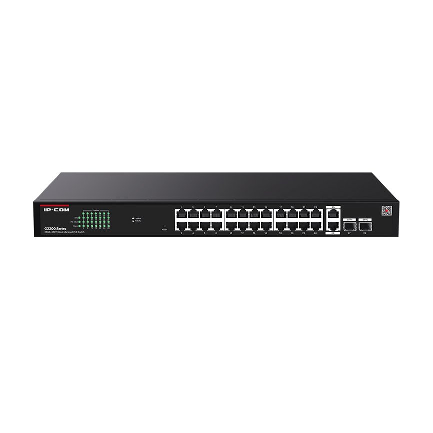 Switch PoE gestionado en la nube con 26 puertos GE + 2 SFP