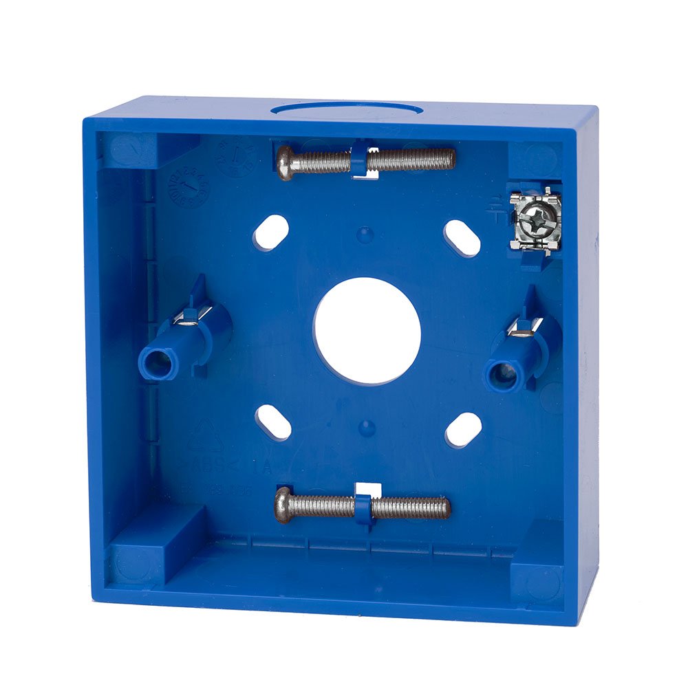 Caja trasera - Zócalo base para montaje de pulsador manual inteligente. Azul