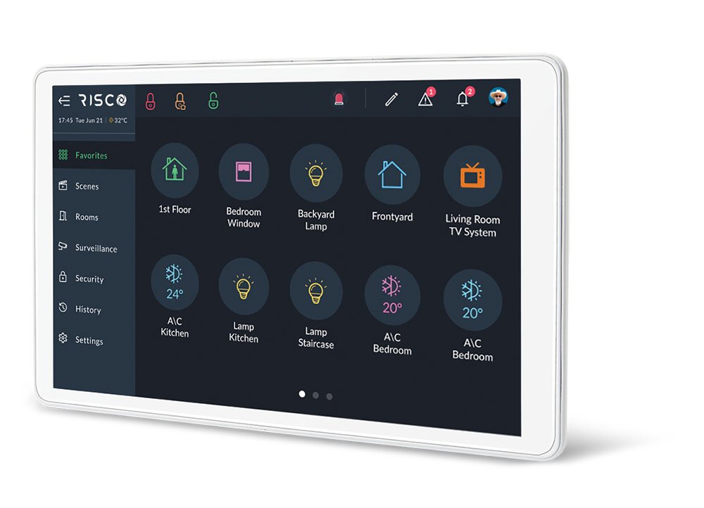Controlador de Smart Home y alarma RisControl - Teclado pantalla táctil para LightSYS+ RisControl