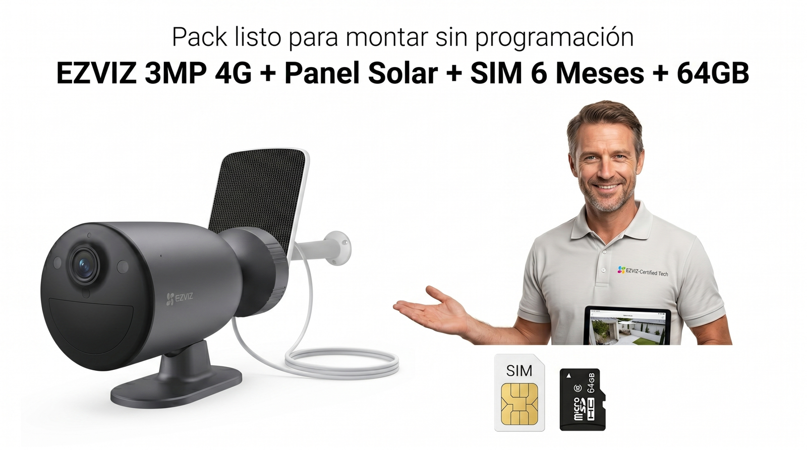 Cámara Autónoma 4g y tarjeta con placa solar Lista para montar en cualquier lugar