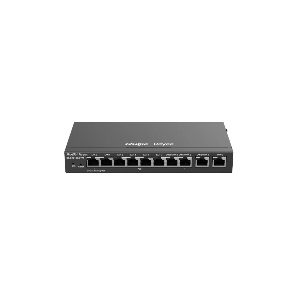 RG-EG210G-P-V3N1.webp Reyee Router PoE Controlador Cloud - 8 Puertos PoE+ RJ45 GE + 2 Puertos RJ45 GE - Admite hasta 4 WAN para failover o balanceo - Imagen 1