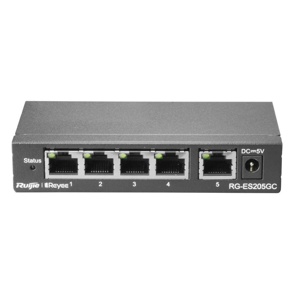 RG-ES205GCN1.webp Reyee Switch Cloud - 5 puertos RJ45 Gigabit - Velocidad de puertos 10/100/1000 Mbps - Imagen 1