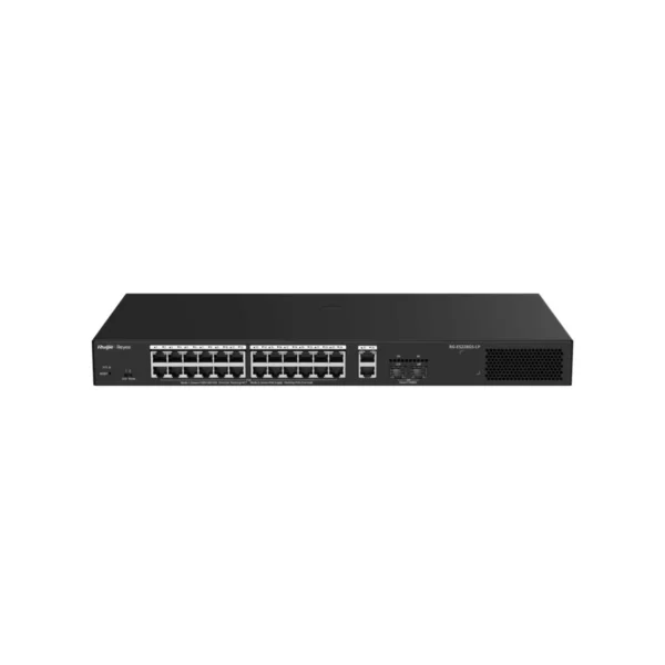 Reyee Switch PoE Cloud Gestionable - 24 PoE 802.3af/at + 2 SFP + 2 uplink RJ45 - 26 RJ45 10/100/1000Mbps + 2 SFP 10/100/1000 - 30W por puerto 802.3af/at / Máximo 250W - VLAN/Port Isolation/Loop Detection - Port Speed Limit