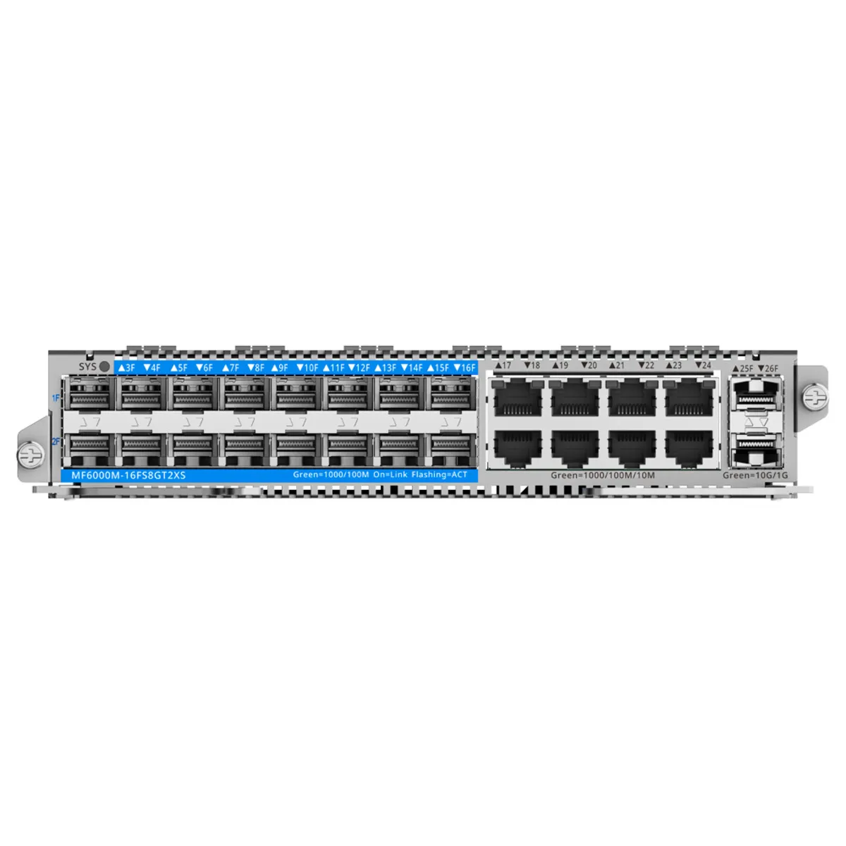 RG-MF6000M-16FS8GT2XSN1.webp Tarjeta de Interfaces para Switch modular RG-NBF6002M - 16 x SFP E-Lighten (PON/Ethernet) - 8 x RJ45 1 Gbps + 2 x SFP+ 10 Gbps - Imagen 1
