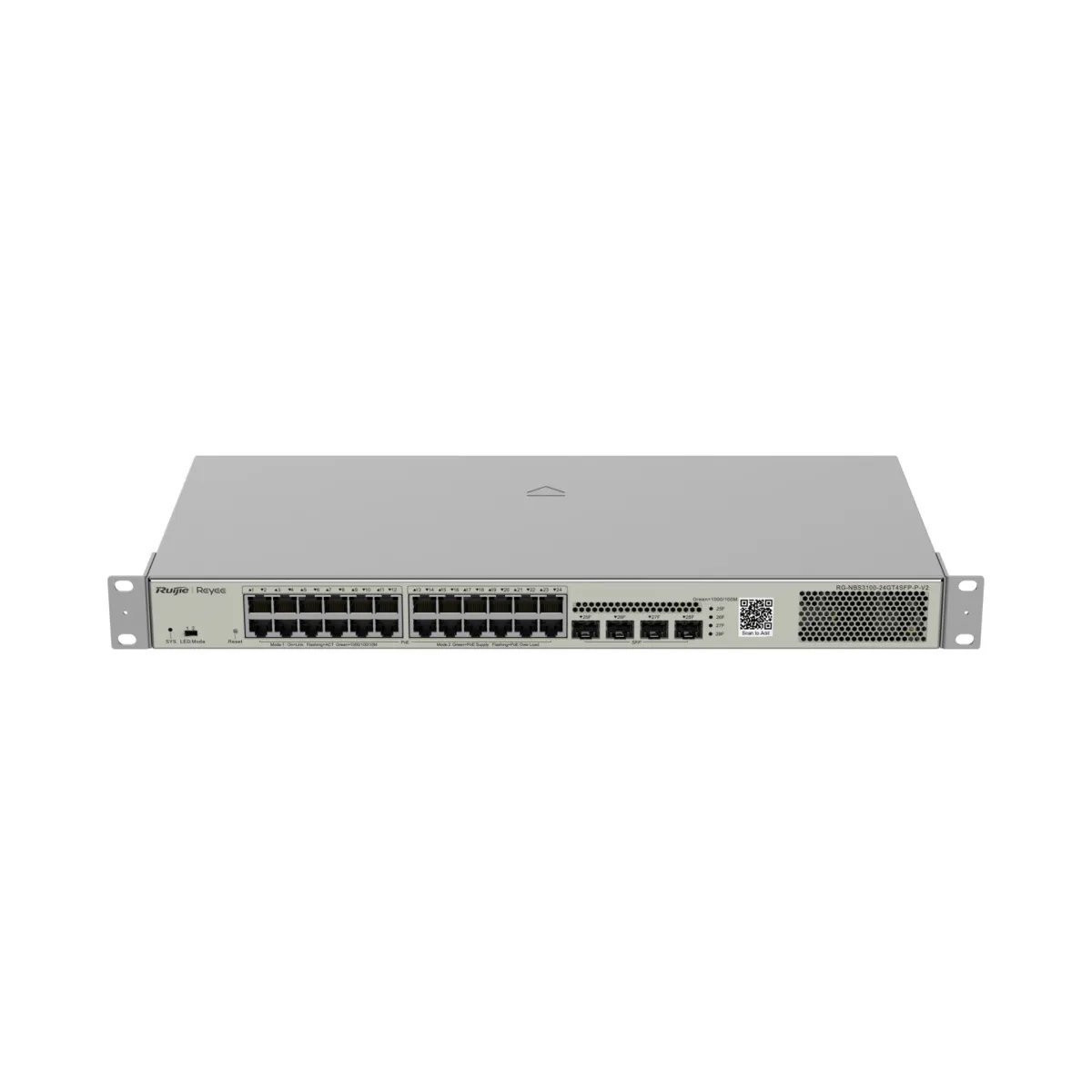 RG-NBS3100-24GT4SFP-P-V2N1.webp Reyee Switch PoE Cloud Capa 2 - 24 puertos PoE Gigabit+ 4 SFP Gigabit - PoE+ / Máximo 370W - Enrackable - Imagen 1