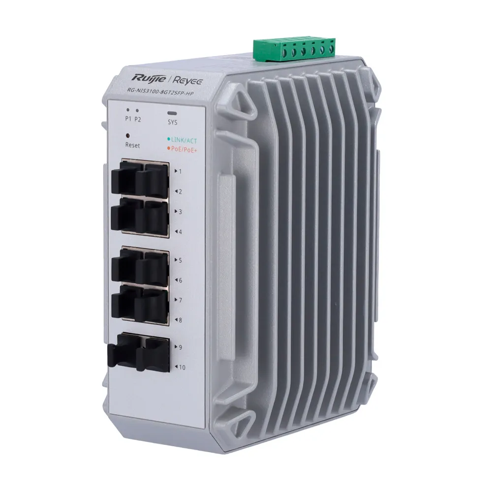 RG-NIS3100-8GT2SFP-HPN1.webp Reyee Switch Industrial para carril DIN - 8 x 1Gbps PoE+ Gigabit + 2 puertos SFP Gigabit - Imagen 1