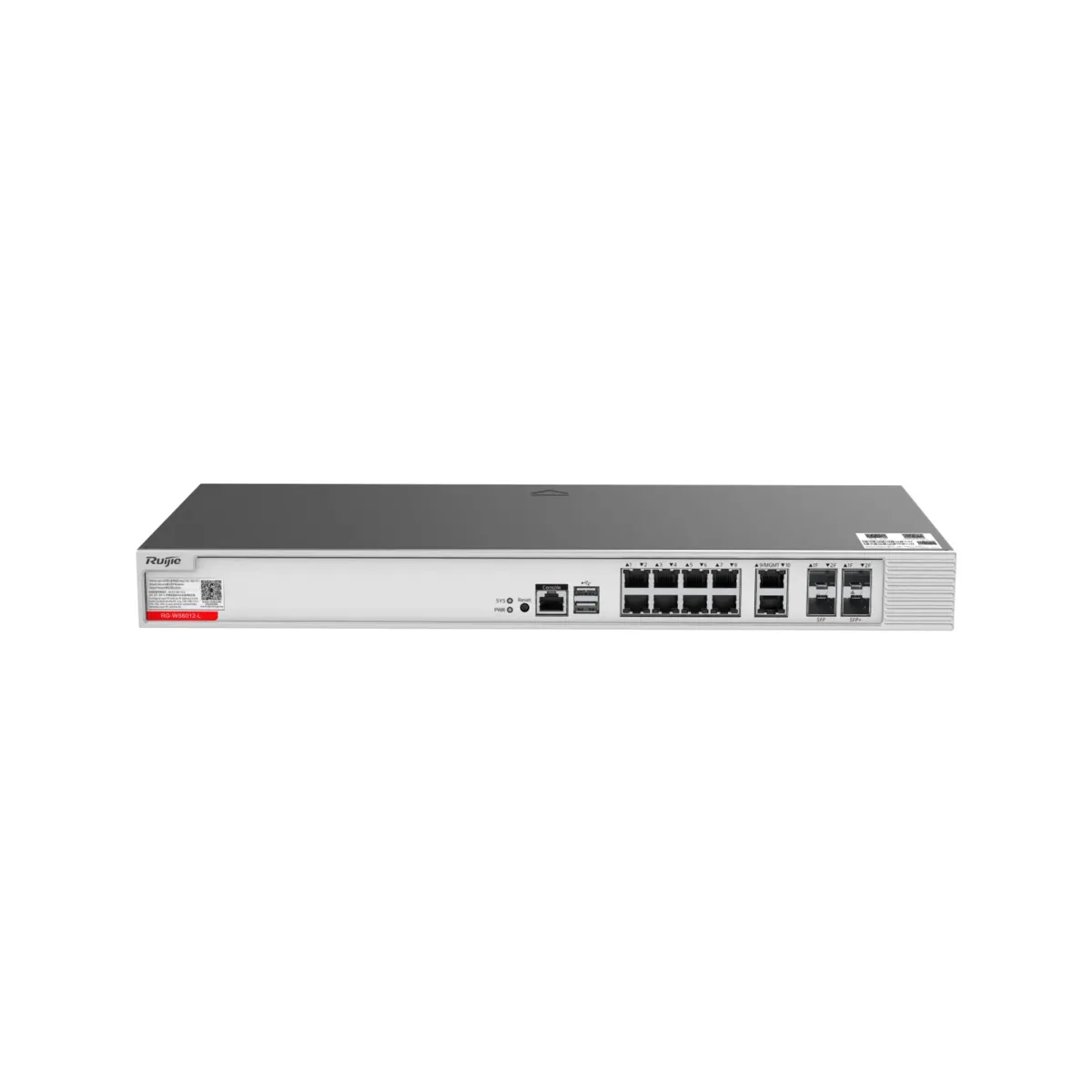 RG-WS6012-LN1.webp Ruijie Controladora Puntos de Acceso - Compatible con APs Ruijie - 8 Puertos Gigabit + 2 Puertos SFP Combo + 1 SFP+ - Licencia Incluida para gestionar 32 APs - Ampliable hasta 896 APs a través de licencias - Hasta 4480 dispositivos Wi-Fi conectados - Imagen 1