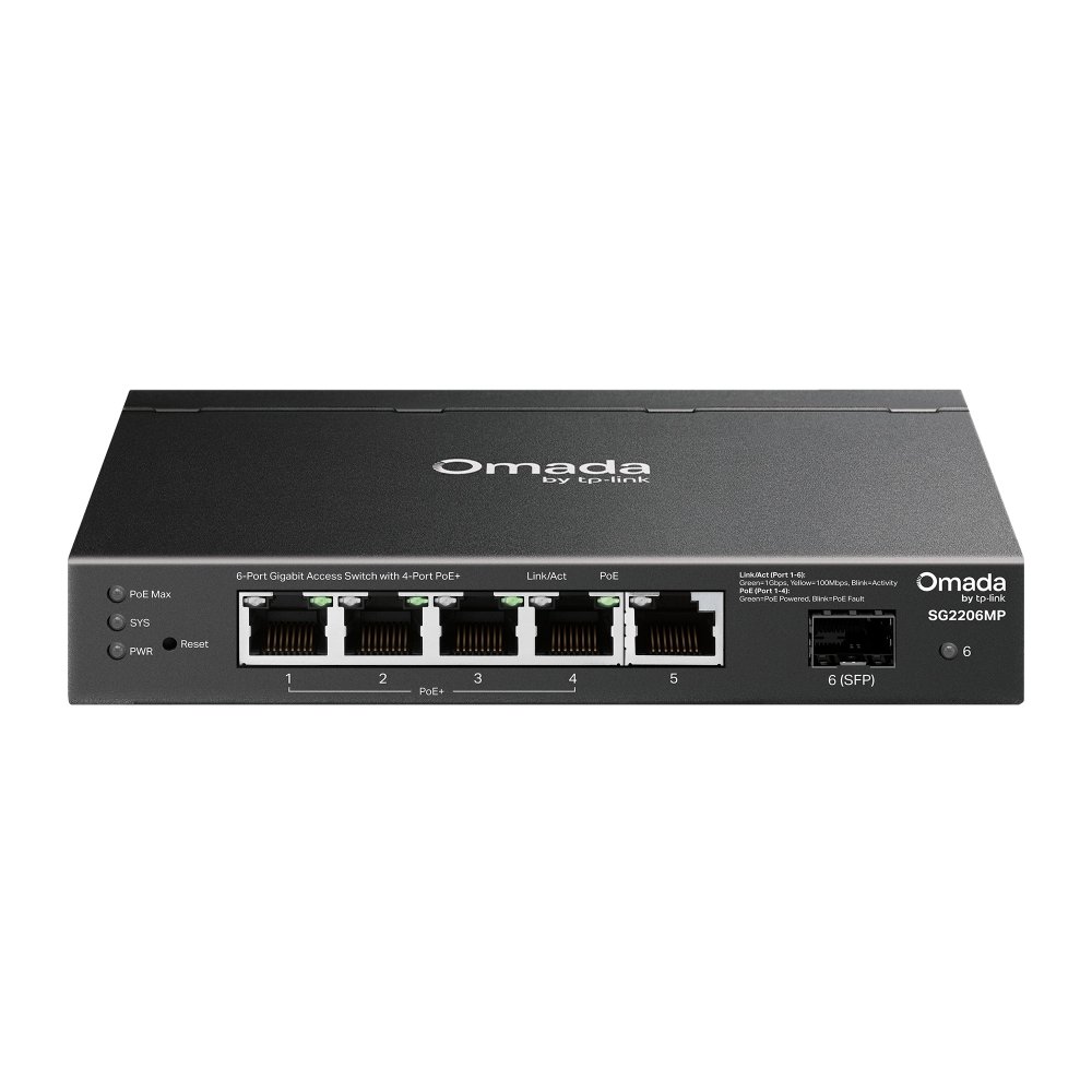SG2206MP_UN_1.0_overview_01_large_20250425082244r.jpg Switch PoE Omada Access 6-Puertos Gigabit y 4 Puertos PoE - Imagen 1