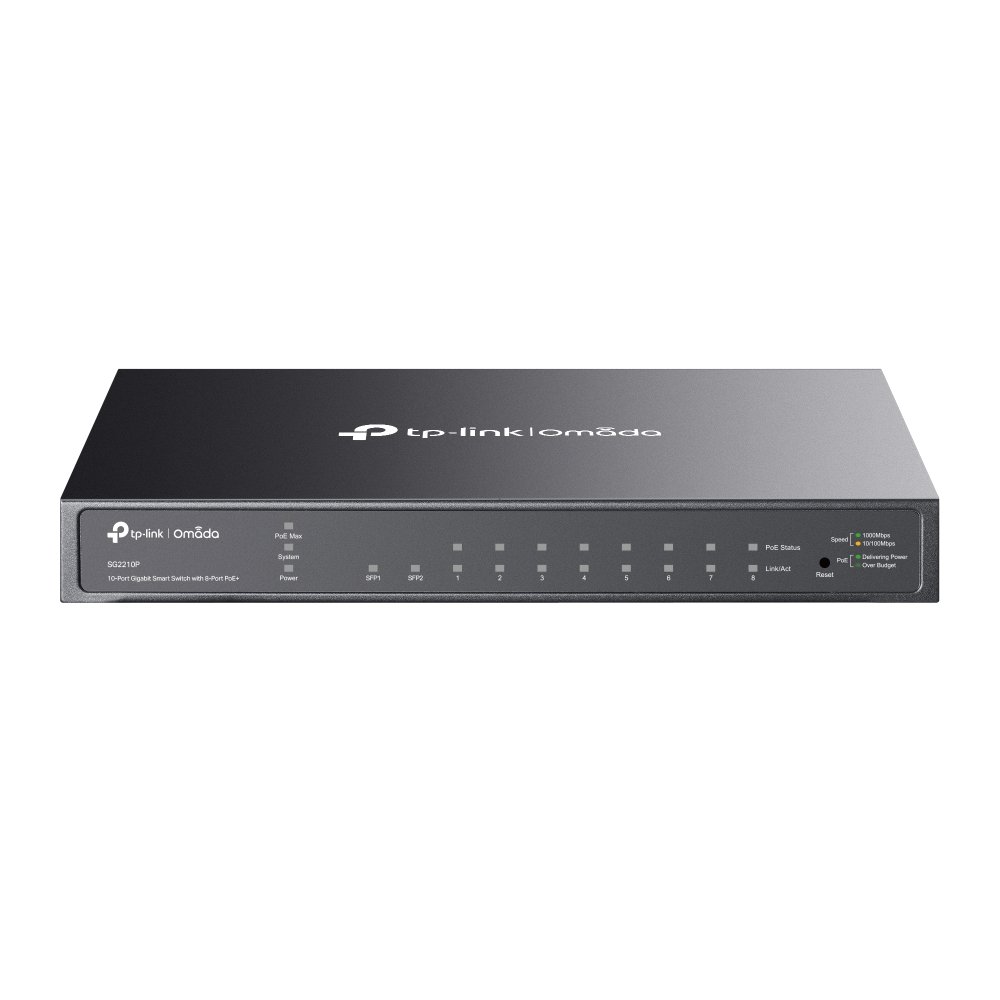 SG2210P_UN_5.2_01_large_20240319031547v.jpg Switch Omada inteligente 61W 10 puertos Gigabit 8 puertos PoE+ + 2 puertos SFP - Imagen 1